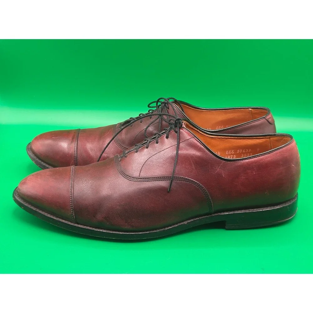 Allen Edmonds Mens Park Avenue Burgundy Leather Cap Toe Oxford Shoes 14 EEE 5875
